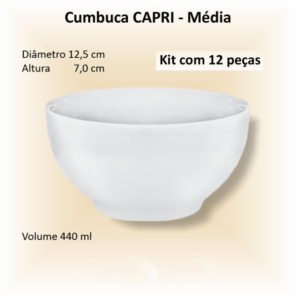 Cumbucas de porcelana CAPRI Média - 12 unidades