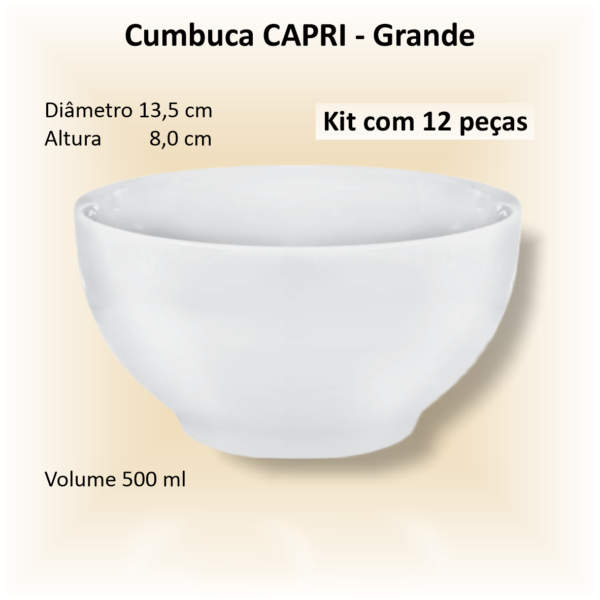 Cumbucas de porcelana CAPRI Grande - 12 unidades