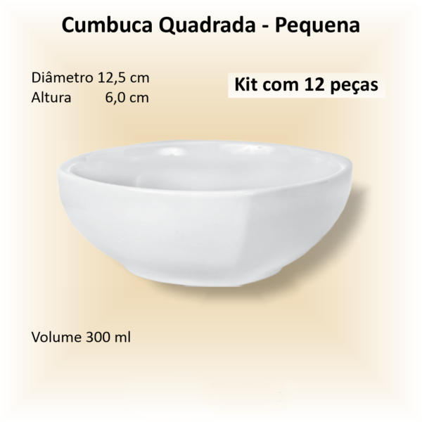 Cumbucas de porcelana QUADRADA pequena - 12 unidades