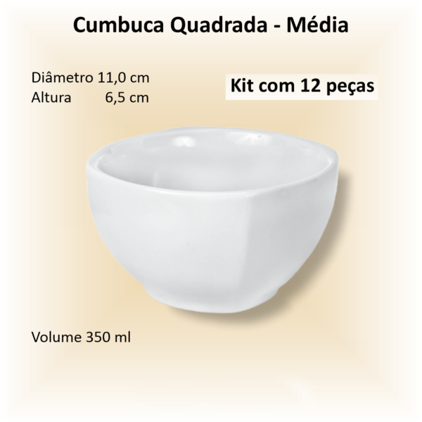 Cumbucas de porcelana QUADRADA média - 12 unidades