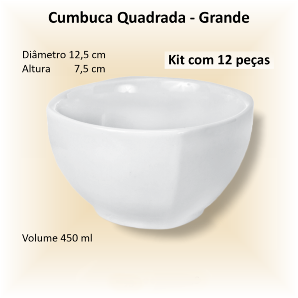 Cumbucas de porcelana QUADRADA grande - 12 unidades