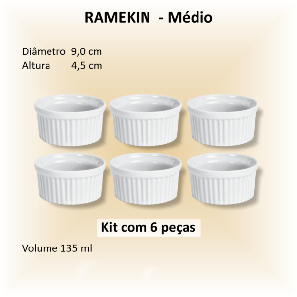 Ramekin de porcelana Médio - 06 unidades