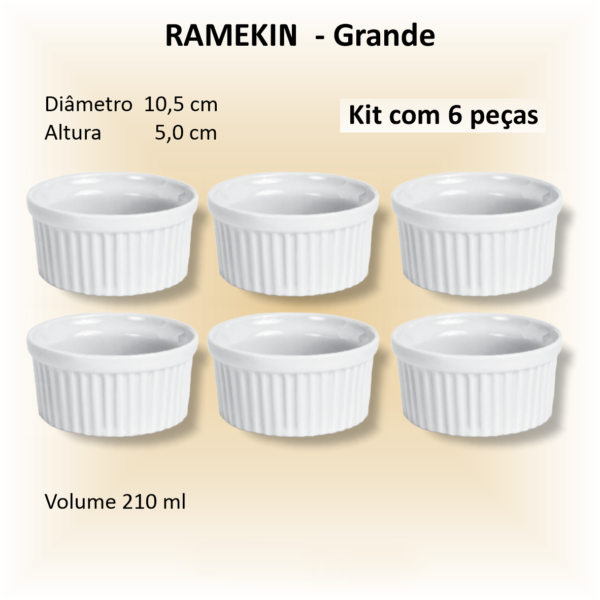 Ramekin de porcelana Grande - 06 unidades