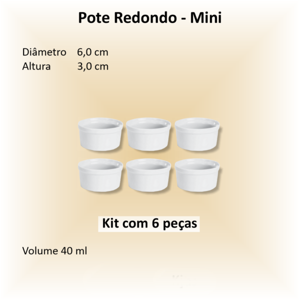 Potes Redondos MINI de porcelana - 06 unidades