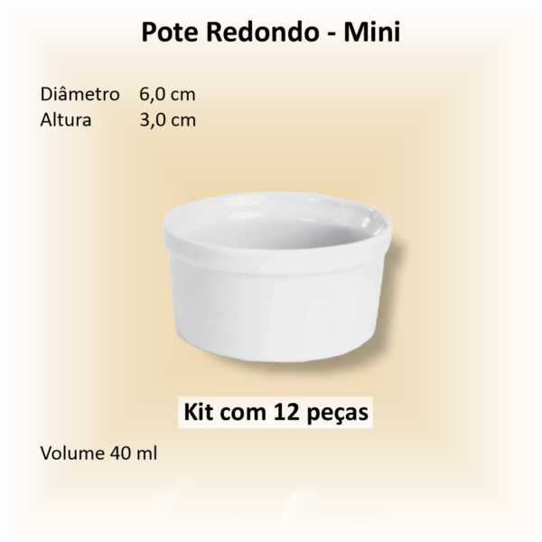 Potes Redondos MINI de porcelana - 12 unidades