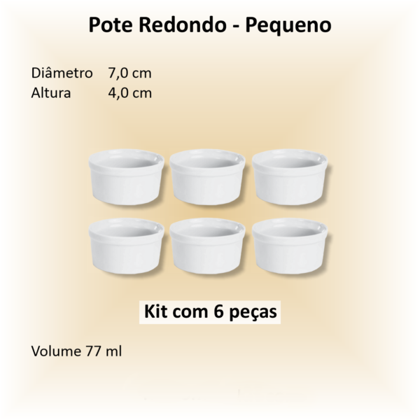 Potes Redondos Pequeno de porcelana - 06 unidades
