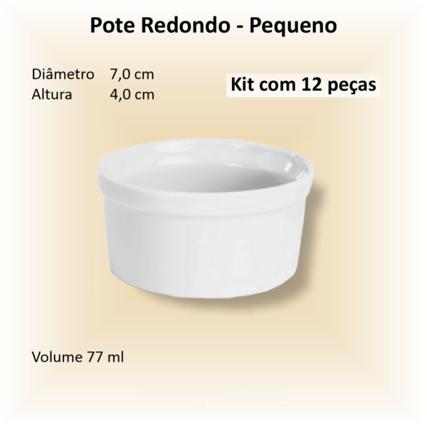 Potes Redondos Pequeno de porcelana - 12 unidades
