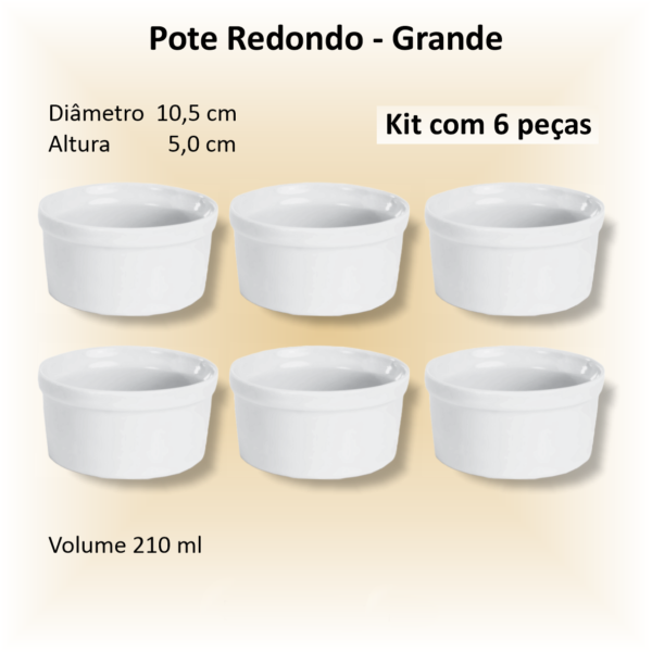 Potes Redondos Grande de porcelana - 06 unidades