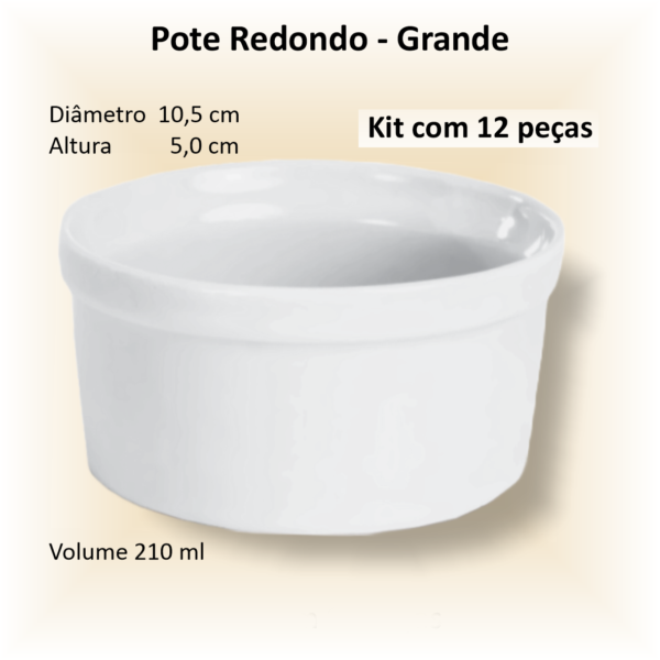 Potes Redondos Grande de porcelana - 12 unidades