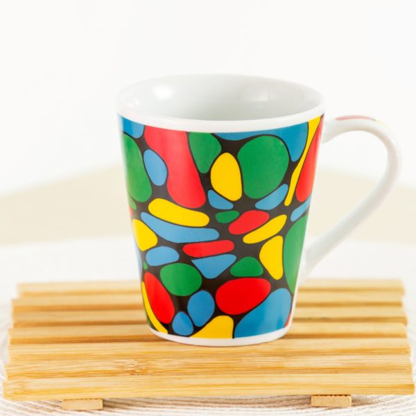 Caneca de porcelana decorada, 290 ml, xícara, café, chá - Manchas Aleatórias