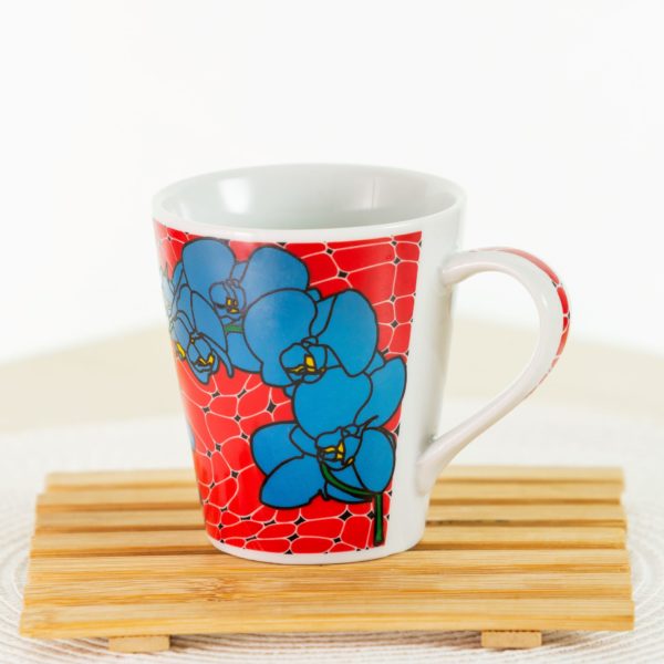 Caneca de porcelana decorada, 290 ml, xícara, café, chá - Orquídea Azul