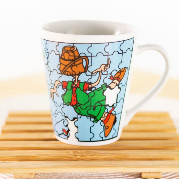 Caneca de porcelana decorada, 290 ml, xícara, café, chá - Quebra cabeça menino