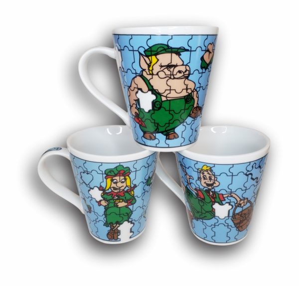 Trio de canecas de porcelana cônicas, 290 ml, Coleção Quebra Cabeças - Image 2