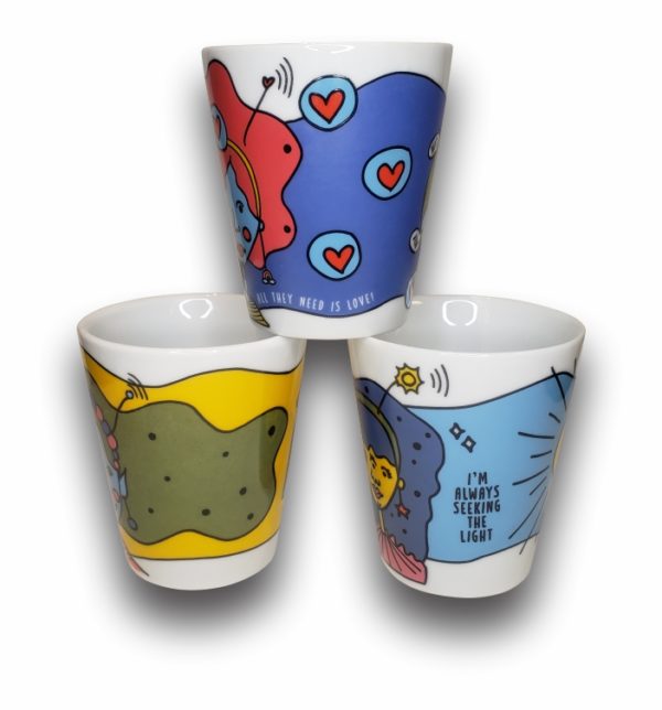 Trio de canecas de porcelana cônicas, 290 ml, coleção meninas - Image 2