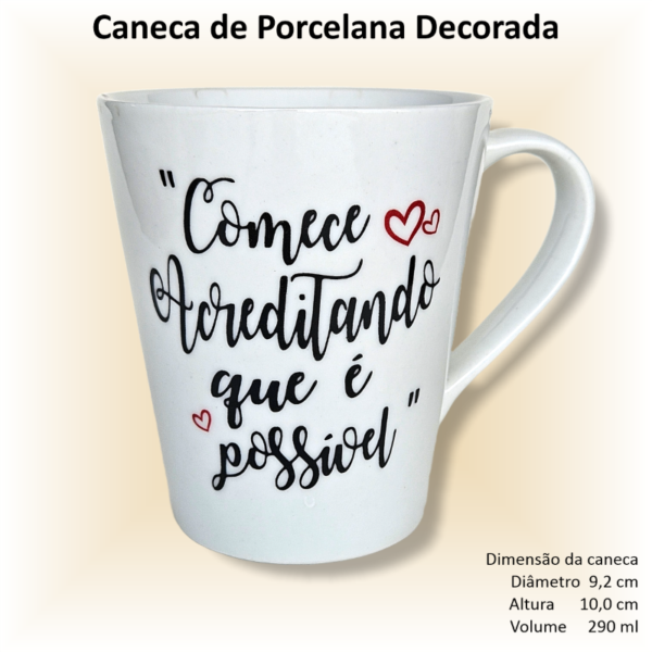 Canecas de porcelana decoradas, 290 ml, xícara, café, chá, Col6-FRASES - 6 canecas - Image 5