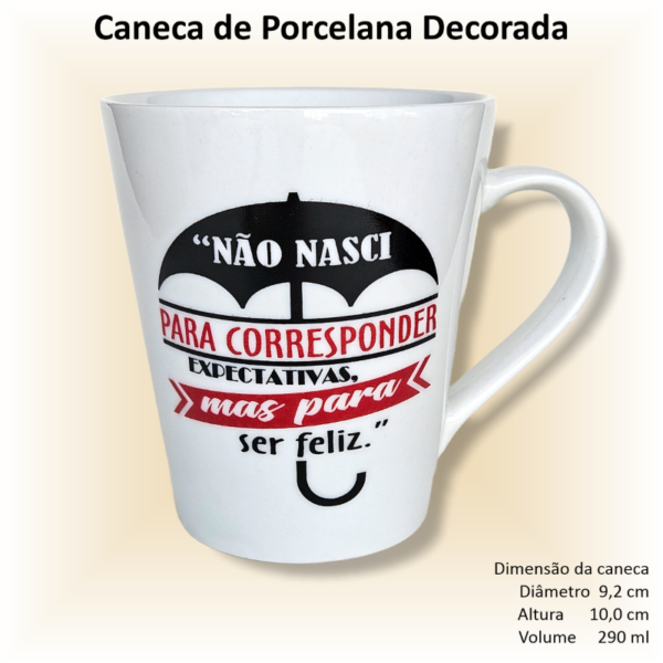 Canecas de porcelana decoradas, 290 ml, xícara, café, chá, Col6-FRASES - 6 canecas - Image 2