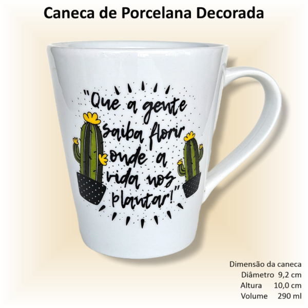 Canecas de porcelana decoradas, 290 ml, xícara, café, chá, Col6-FRASES - 6 canecas - Image 7