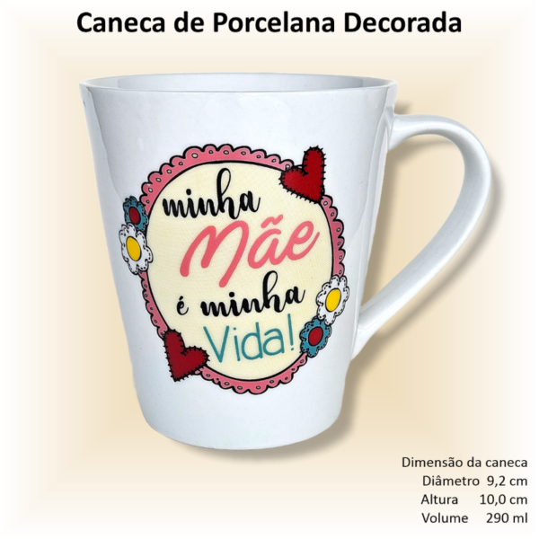 Canecas de porcelana decoradas, 290 ml, xícara, café, chá, Col6-MÃES - 6 canecas - Image 3