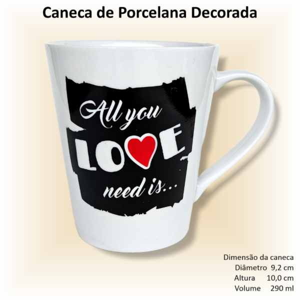 Canecas de porcelana decoradas, 290 ml, xícara, café, chá, Col4-NAMORADOS - 6 canecas