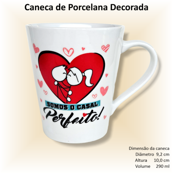 Canecas de porcelana decoradas, 290 ml, xícara, café, chá, Col4-NAMORADOS - 6 canecas - Image 4