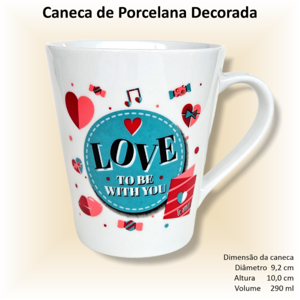 Canecas de porcelana decoradas, 290 ml, xícara, café, chá, Col4-NAMORADOS - 6 canecas - Image 5