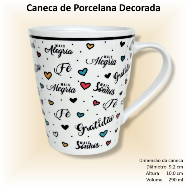 Canecas de porcelana decoradas, 290 ml, xícara, café, chá, Col1-GRATIDÃO - 6 canecas - Image 2