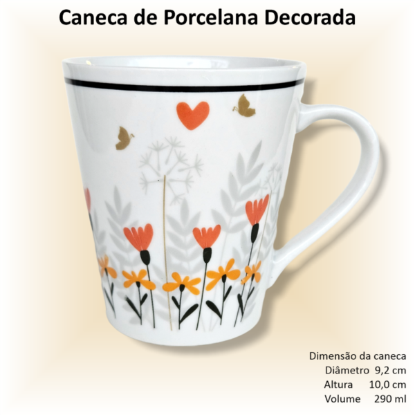 Canecas de porcelana decoradas, 290 ml, xícara, café, chá, Col1-FLORAL - 6 canecas - Image 5