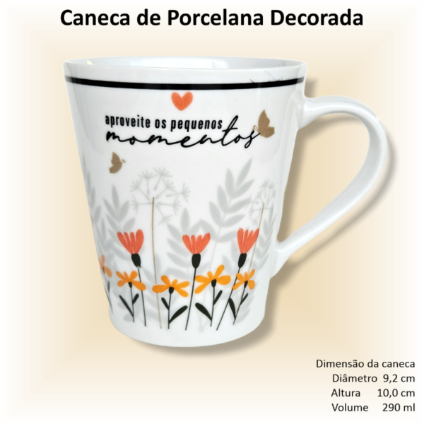 Canecas de porcelana decoradas, 290 ml, xícara, café, chá, Col1-FLORAL - 6 canecas - Image 3