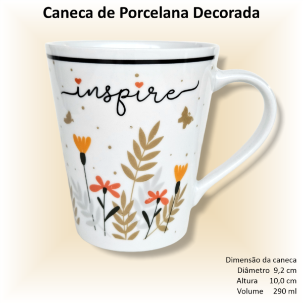 Canecas de porcelana decoradas, 290 ml, xícara, café, chá, Col1-FLORAL - 6 canecas - Image 7