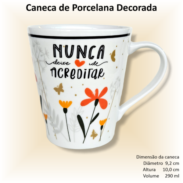 Canecas de porcelana decoradas, 290 ml, xícara, café, chá, Col1-FLORAL - 6 canecas - Image 2