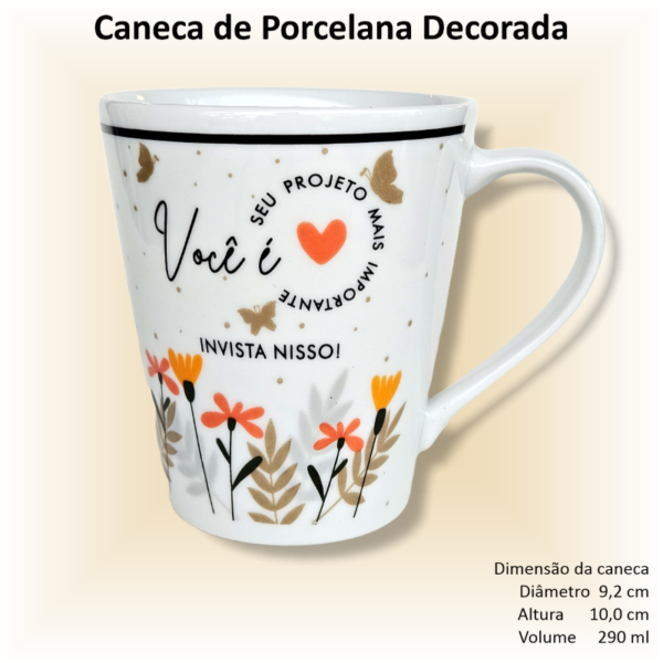 Canecas de porcelana decoradas, 290 ml, xícara, café, chá, Col1-FLORAL - 6 canecas - Image 6