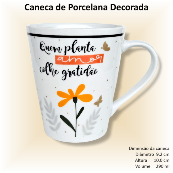 Canecas de porcelana decoradas, 290 ml, xícara, café, chá, Col1-FLORAL - 6 canecas - Image 4