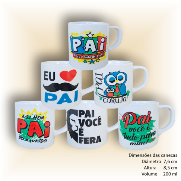 Canecas de porcelana decoradas - Coleção 03 - PAIS - 15 canecas - Image 4