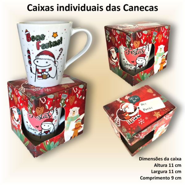 Canecas de porcelana brancas, cônicas, decoradas, 290 ml, xícara, café, chá, Col4-NATAL - 9 canecas - Image 2