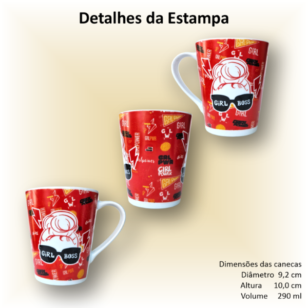 Canecas de porcelana decoradas, 290 ml, xícara, café, chá, Col1-DIVAS - 4 canecas - Image 4