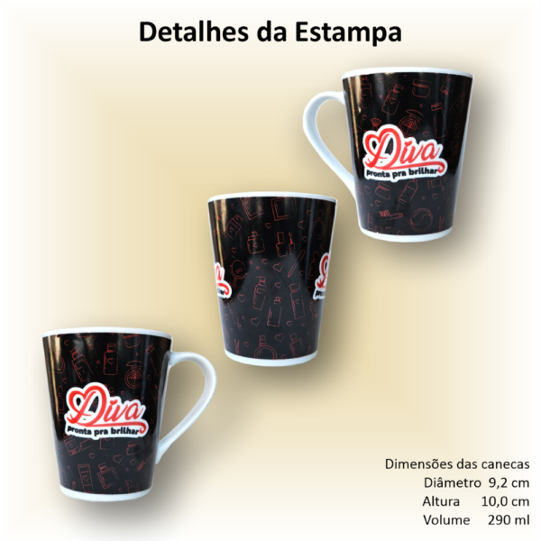 Canecas de porcelana decoradas, 290 ml, xícara, café, chá, Col1-DIVAS - 12 canecas - Image 5