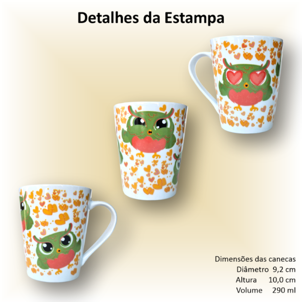 Canecas de porcelana decoradas, 290 ml, xícara, café, chá, Col4-PÁSSAROS-BORBOLETAS - 4 canecas - Image 5