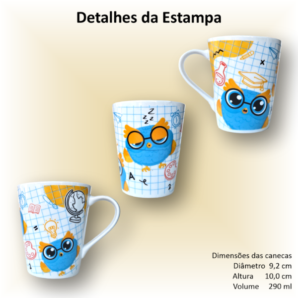 Canecas de porcelana decoradas, 290 ml, xícara, café, chá, Col4-PÁSSAROS-BORBOLETAS - 4 canecas - Image 4