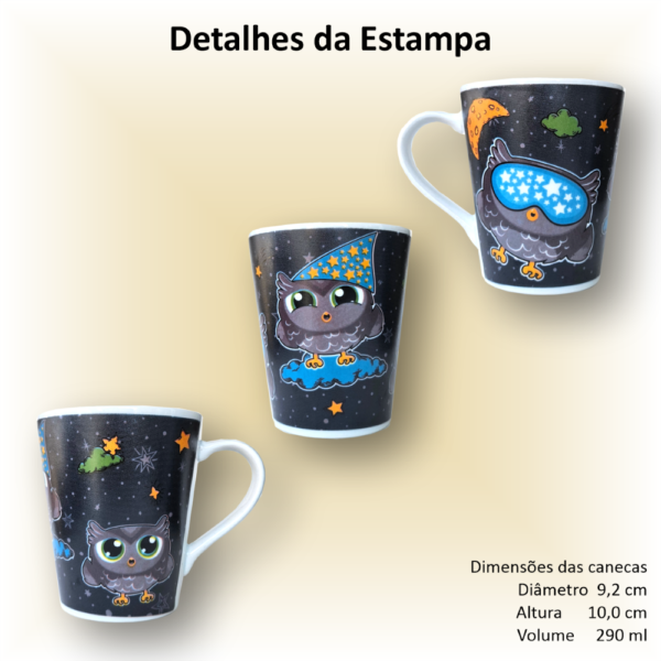 Canecas de porcelana decoradas, 290 ml, xícara, café, chá, Col4-PÁSSAROS-BORBOLETAS - 4 canecas - Image 3