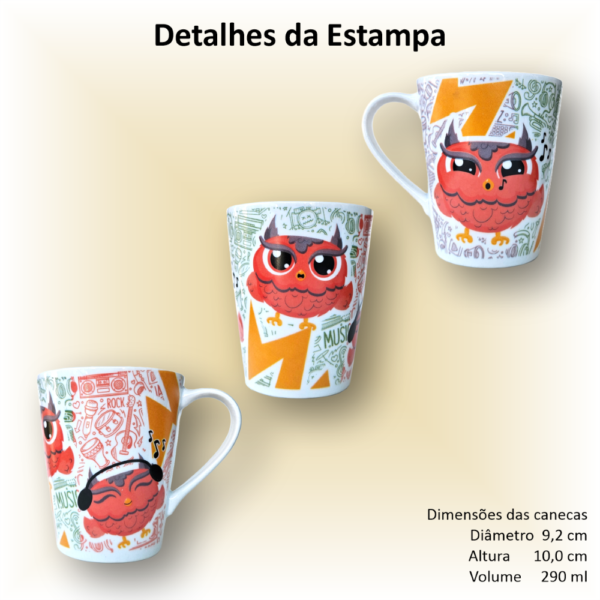 Canecas de porcelana decoradas, 290 ml, xícara, café, chá, Col4-PÁSSAROS-BORBOLETAS - 4 canecas - Image 2