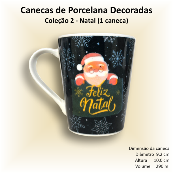 Canecas de porcelana brancas, cônicas, decoradas, 290 ml, xícara, café, chá, Col2-NATAL - 12 canecas - Image 5