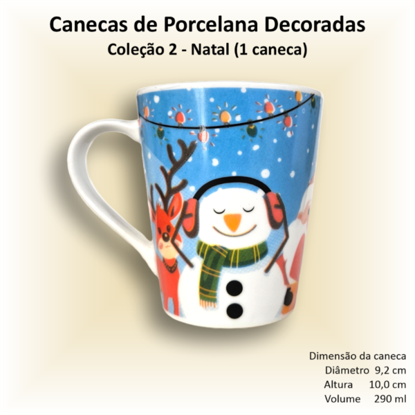 Canecas de porcelana brancas, cônicas, decoradas, 290 ml, xícara, café, chá, Col2-NATAL - 12 canecas - Image 4