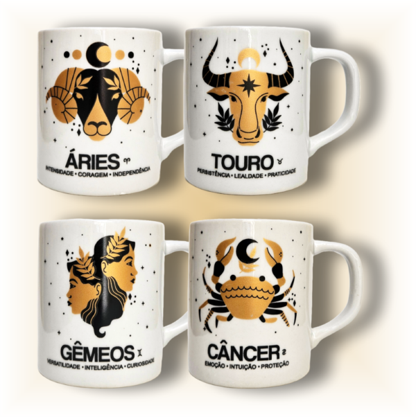 Canecas de porcelana, retas, decoradas, 200 ml, xícara, café, chá, Col2-SIGNOS - 12 canecas - Image 2
