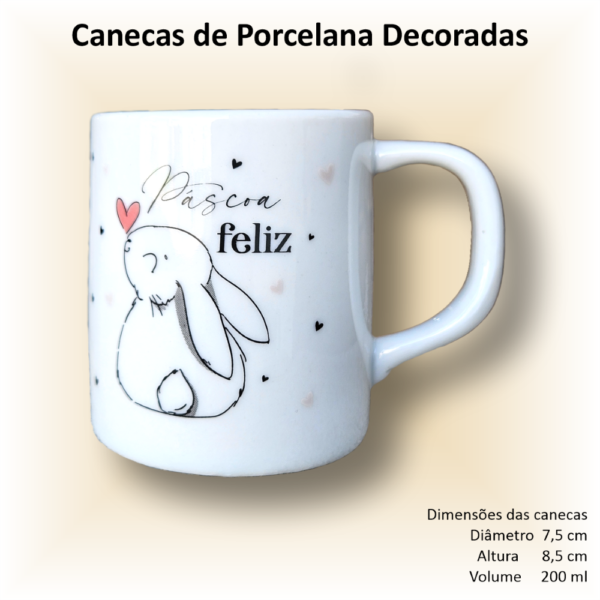 Canecas de porcelana decoradas, 200 ml, xícara, café, chá, Col5-Páscoa - 4 canecas - Image 3