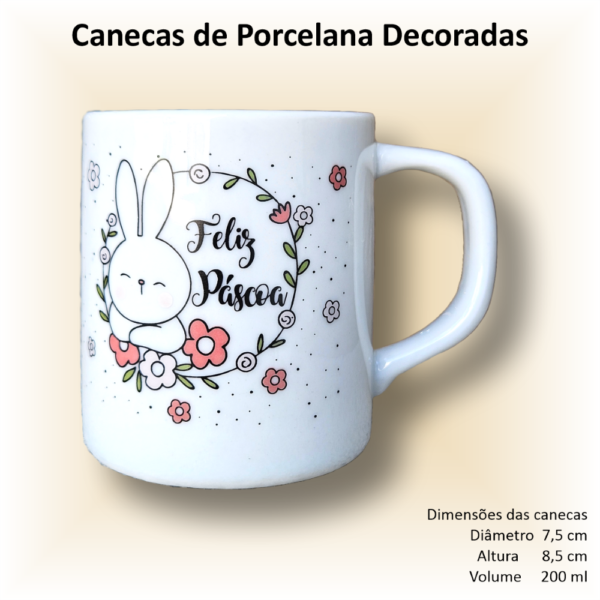 Canecas de porcelana decoradas, 200 ml, xícara, café, chá, Col5-Páscoa - 4 canecas - Image 4