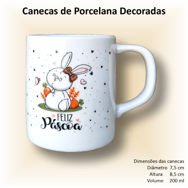 Canecas de porcelana decoradas, 200 ml, xícara, café, chá, Col5-Páscoa - 4 canecas - Image 5