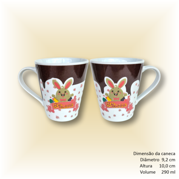 Canecas de porcelana brancas, cônicas, decoradas, 290 ml, xícara, café, chá, PÁSCOA - 4 canecas - Image 5